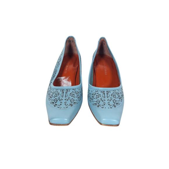 Sesto Meucci Womens Heels 8.5 Blue Leather Pumps Classic Vintage Coastal Softie - Picture 2 of 10